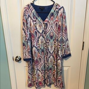 Miss Elaine Multicolor Paisley button down sleep shirt